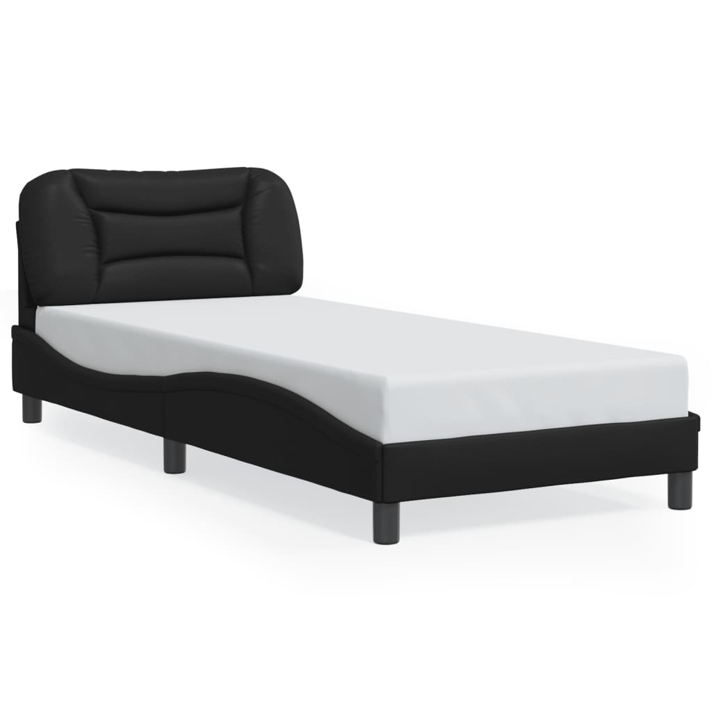 vidaXL Рамка за легло с табла, черна, 80x200 см, изкуствена кожа