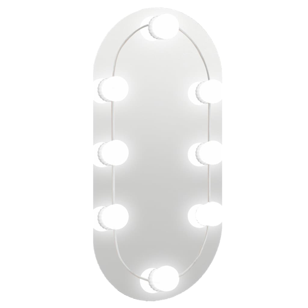 vidaXL Огледало с LED лампи, 40x20 см, овално, стъкло