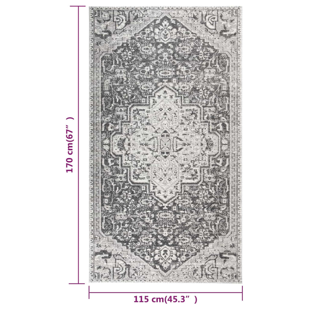 vidaXL Външен килим, плоскотъкан, 115x170 см, светлосив