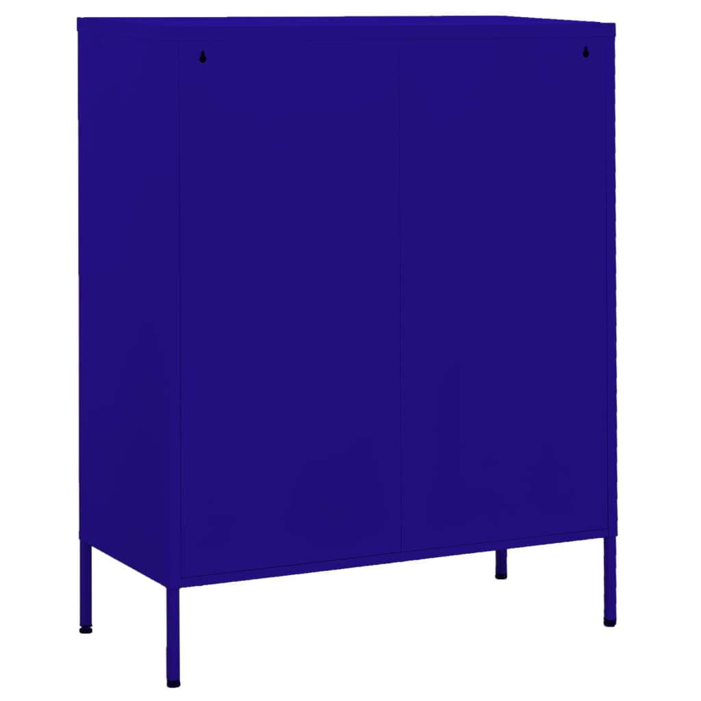 vidaXL Шкаф за съхранение, нейви син, 80х35х101,5 см, стомана