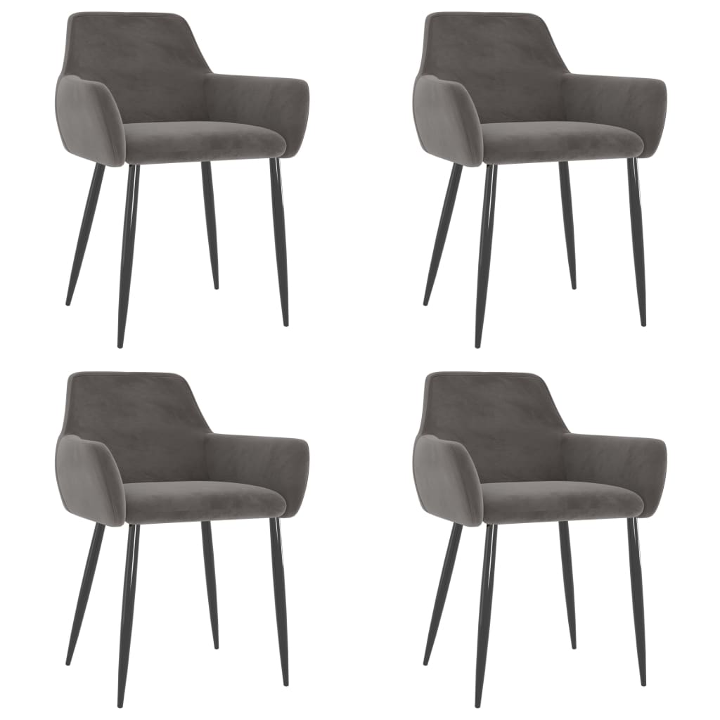vidaXL Трапезни столове, 4 бр, тъмносиви, кадифе