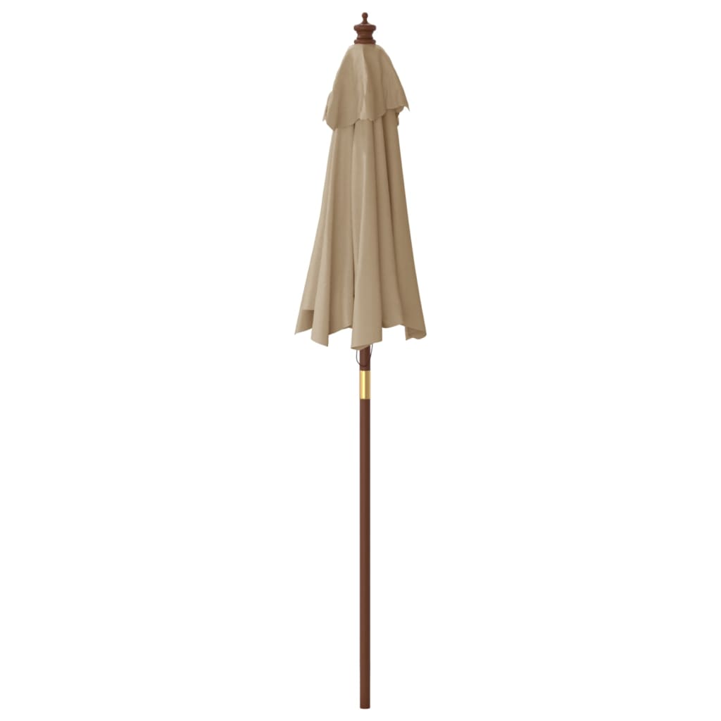 vidaXL Градински чадър с дървен прът, таупе, 196x231 см