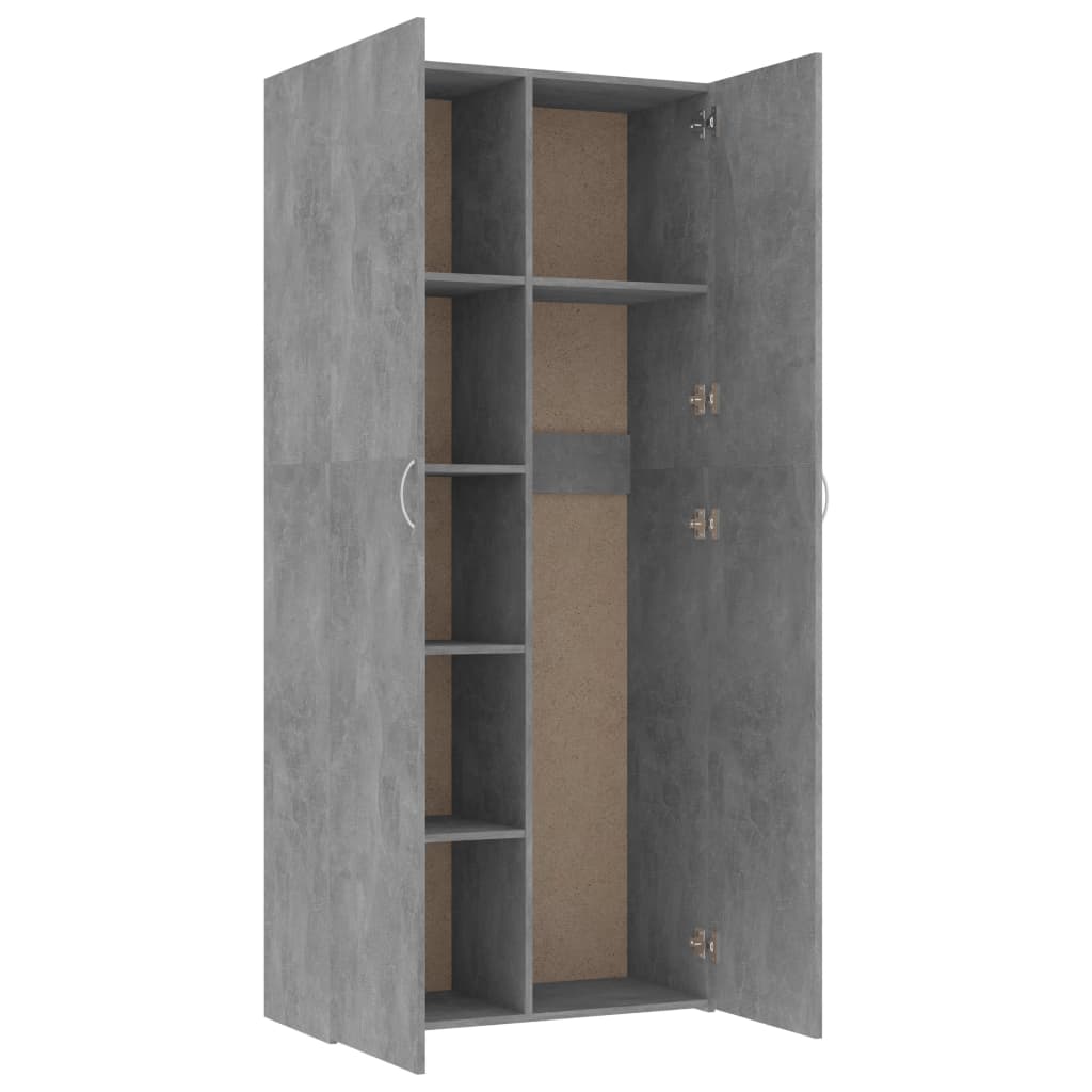 vidaXL Шкаф за съхранение, бетоново сиво, 80x35,5x180 см, ПДЧ