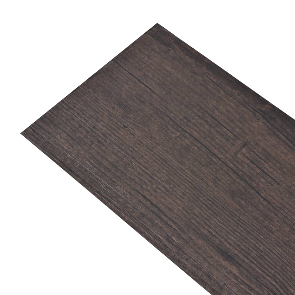 vidaXL Самозалепващи подови дъски PVC 5,02 м² 2 мм тъмнокафяви