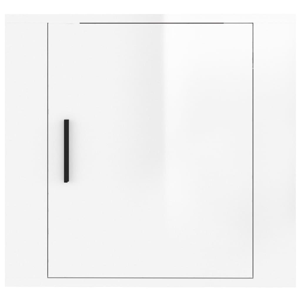vidaXL Нощно шкафче за стенен монтаж, бял гланц, 50x30x47 см
