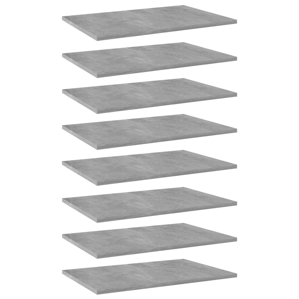 vidaXL Рафтове за етажерка, 8 бр, бетонно сиви, 60x40x1,5 см, ПДЧ