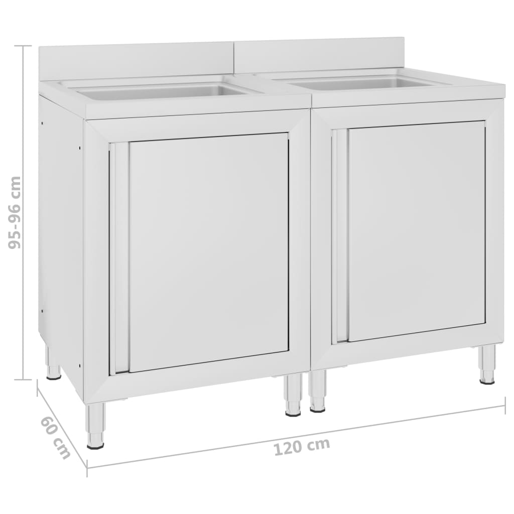 vidaXL Търговски кухненски шкафове за мивки 2 бр неръждаема стомана