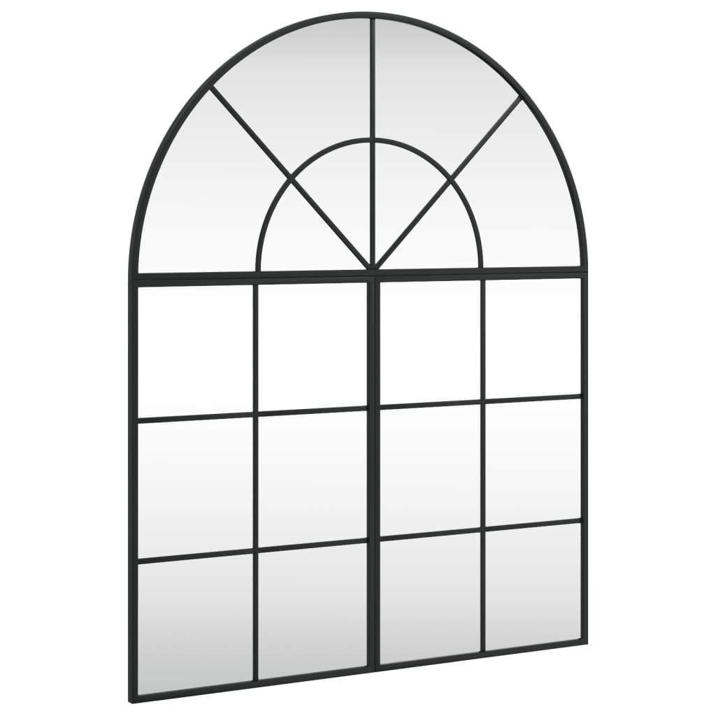 vidaXL Стенно огледало, черно, 80x100 см, арка, желязо