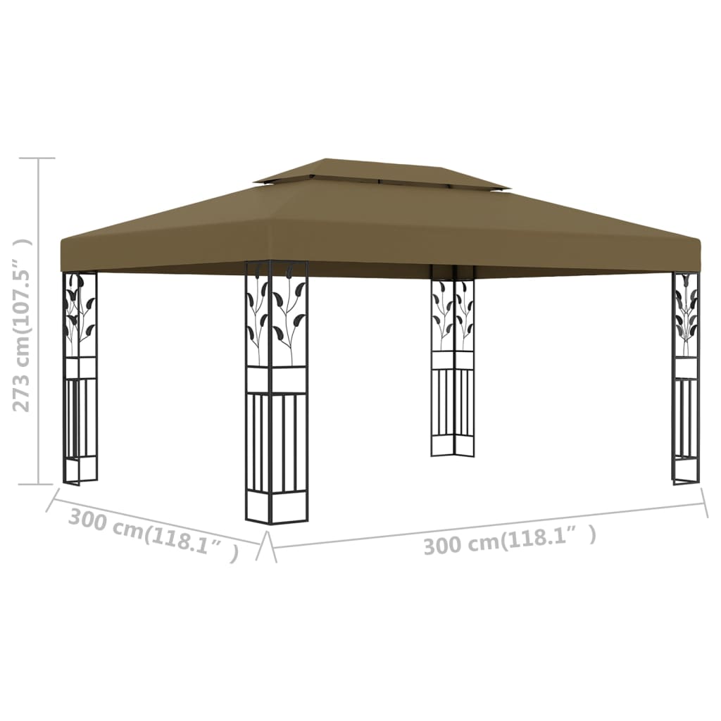 vidaXL Шатра с двоен покрив, 3x4 м, таупе, 180 г/м²