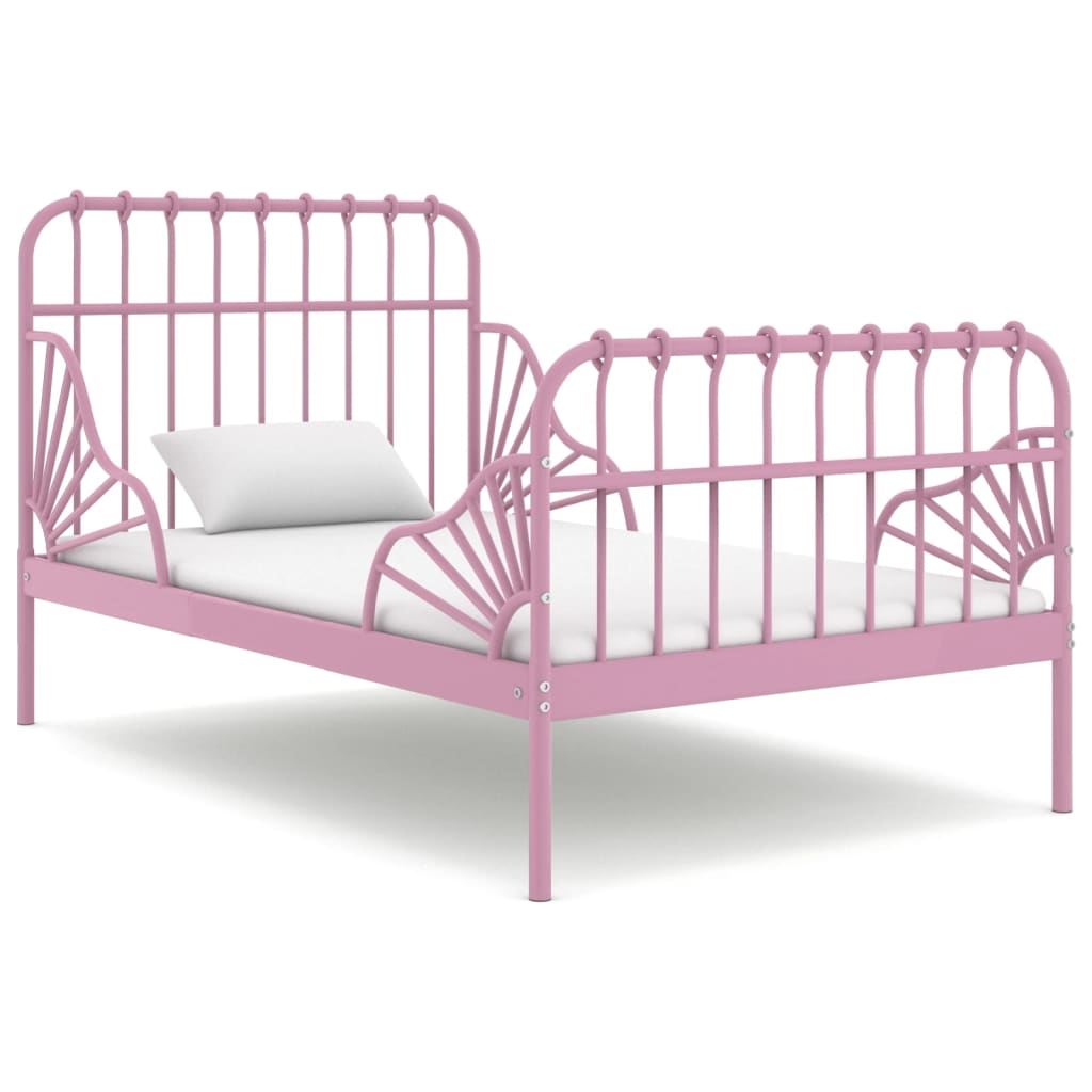 vidaXL Рамка за разтегателно легло, розова, метал, 80x130/200 cм
