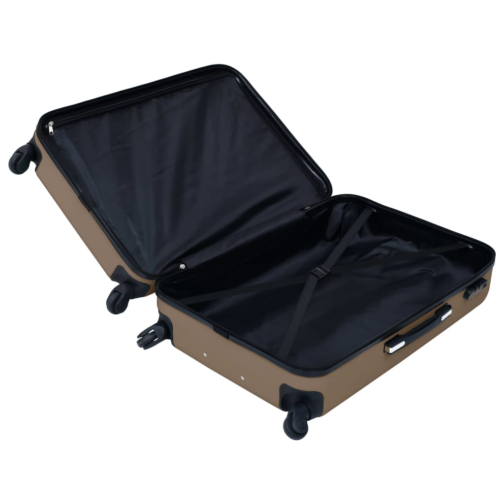 vidaXL Комплект твърди куфари с колелца, 2 бр, кафяв, ABS