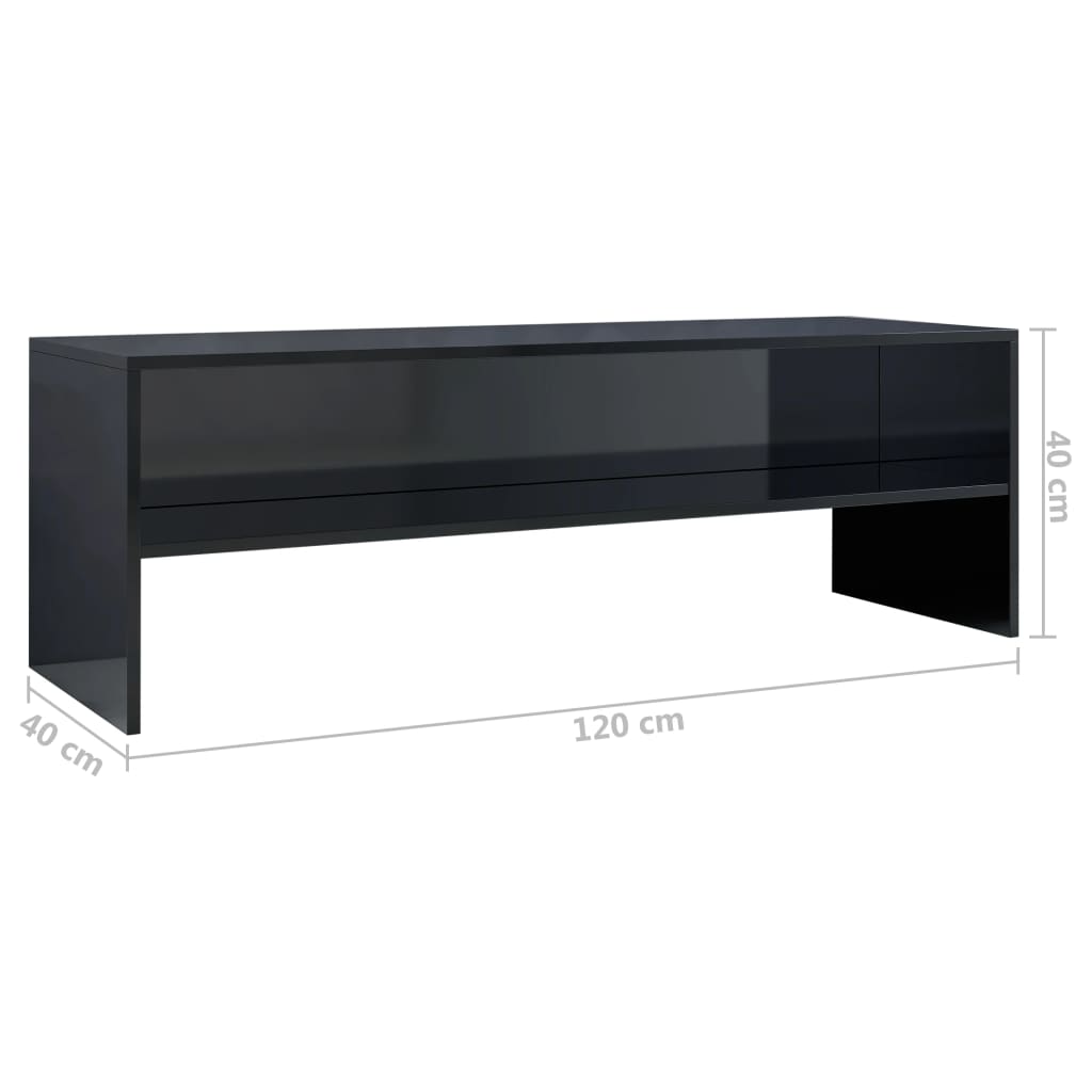 vidaXL ТВ шкаф, черно със силен гланц, 120x40x40 см, ПДЧ
