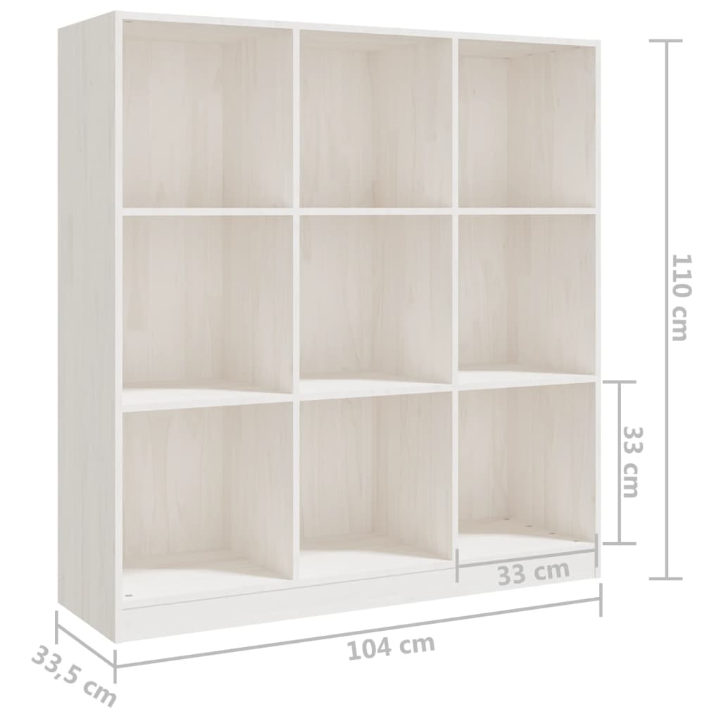 vidaXL Библиотека/разделител за стая, бяла, 104x33,5x110 см, бор масив