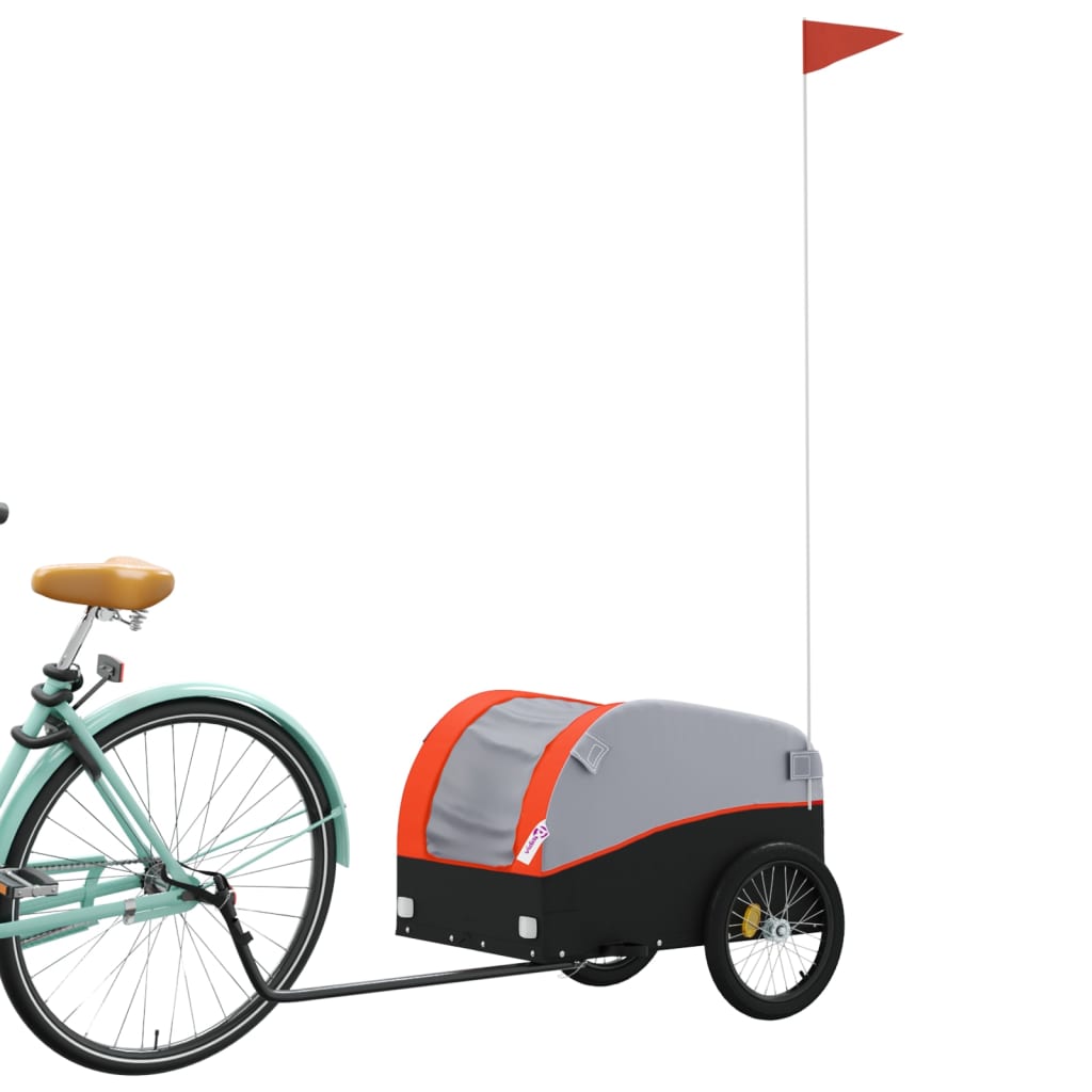 vidaXL Ремарке за велосипед, черно и оранжево, 30 кг, желязо