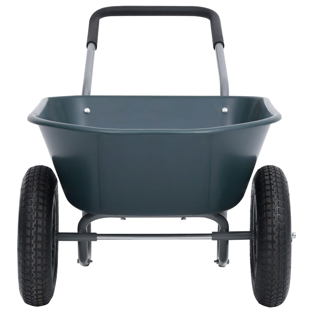 vidaXL Ръчна количка, зелено и сиво, 140x63x65 см, 78 л, 100 кг