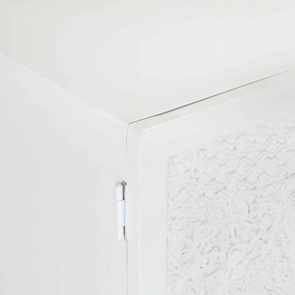 vidaXL ТВ шкаф, бял, 115x30x46 см, мангово дърво масив