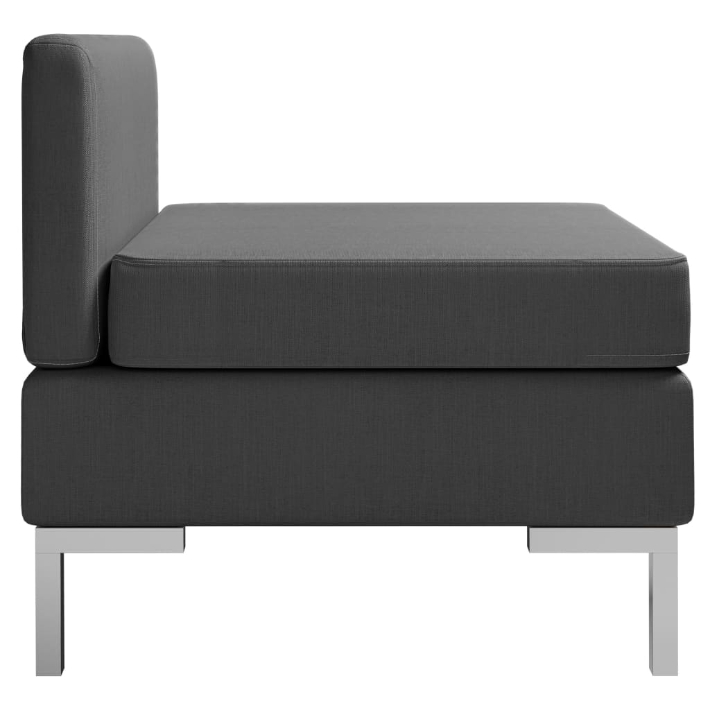 vidaXL Модулен среден диван с възглавница, текстил, тъмносив