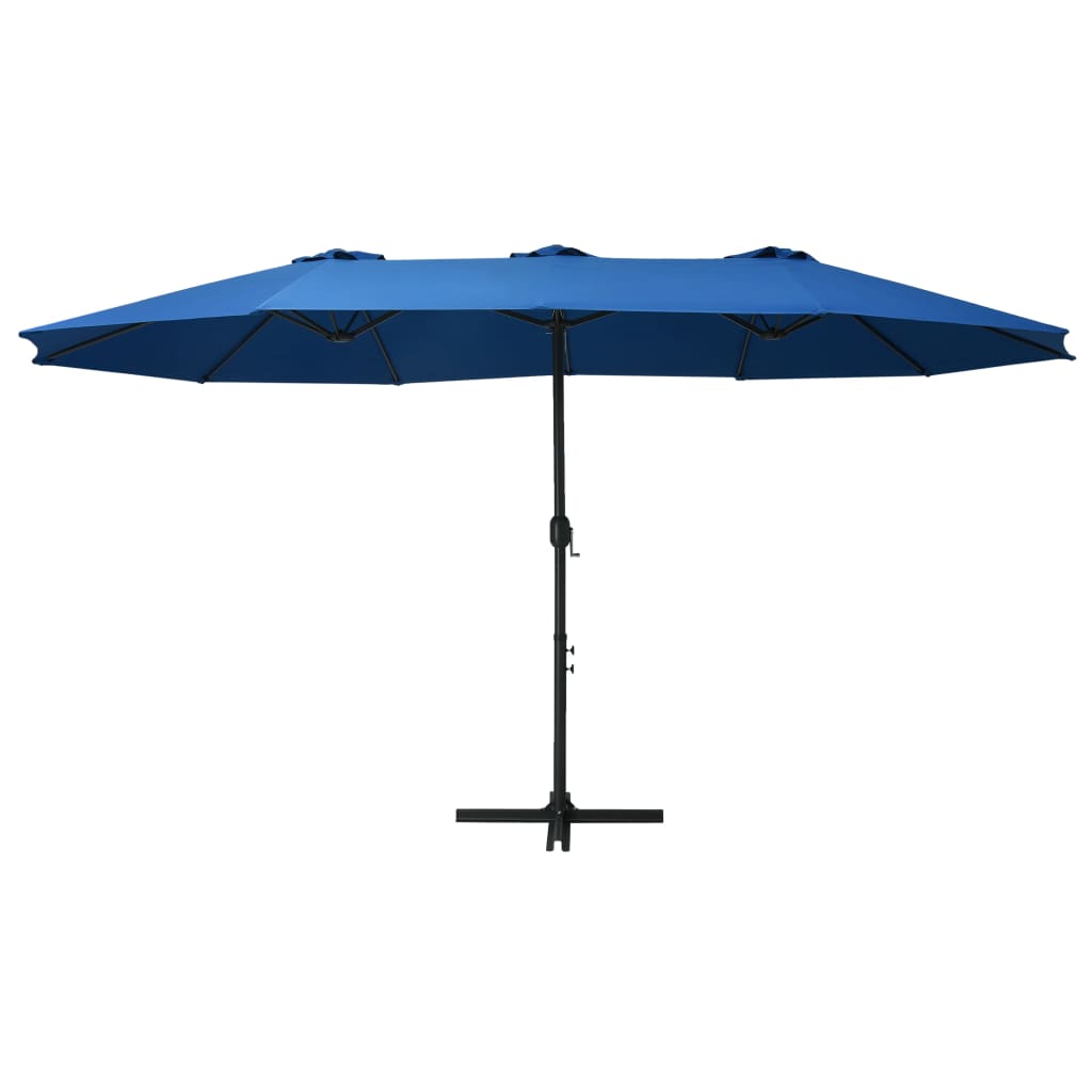 vidaXL Градински чадър с алуминиев прът, 460x270 см, син