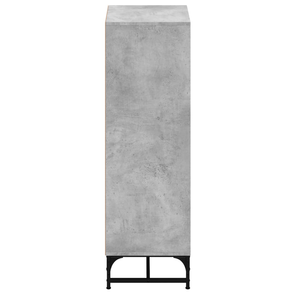 vidaXL Висок шкаф със стъклени врати, бетонно сив, 35x37x120 см