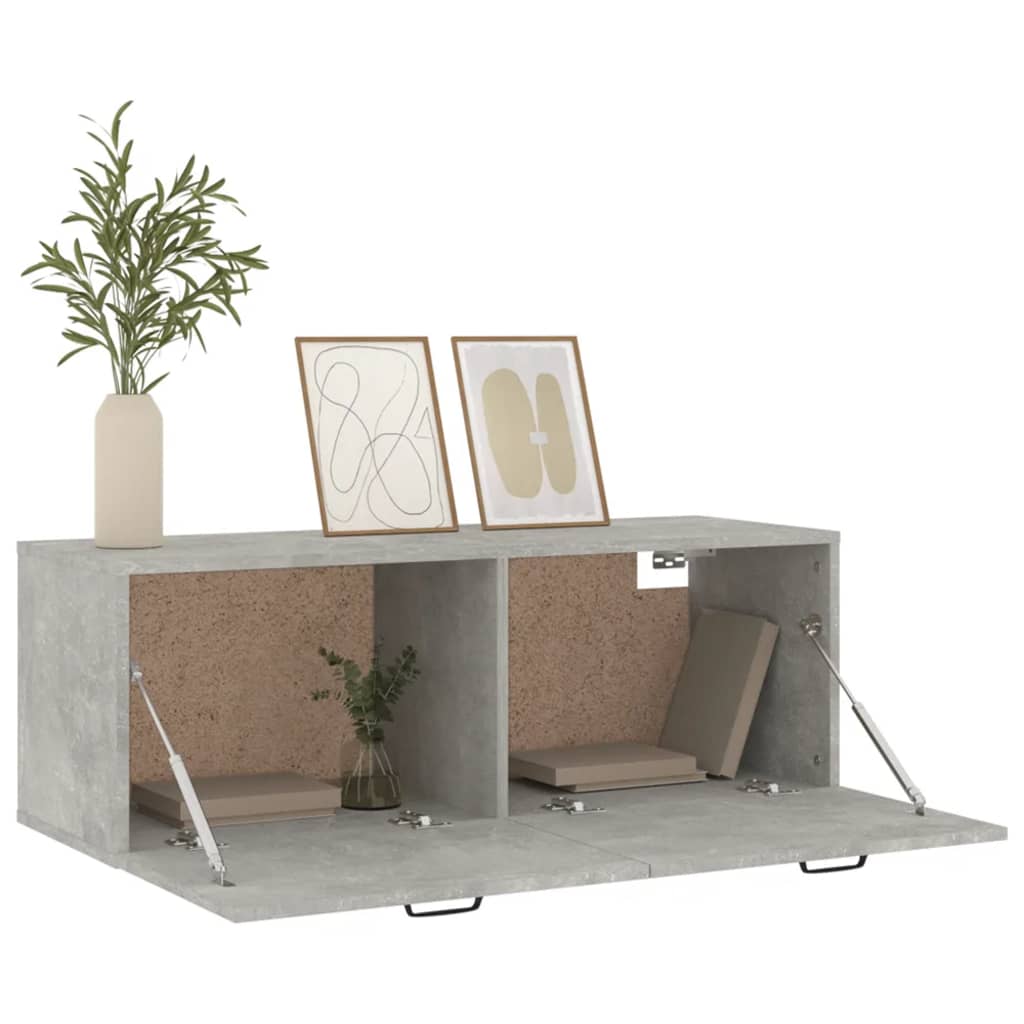vidaXL Стенен шкаф, бетонно сив,100x36,5x35 см, инженерно дърво