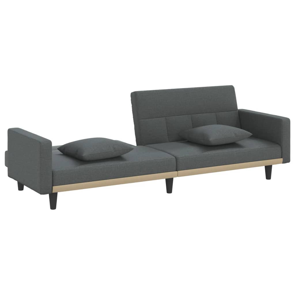 vidaXL Разтегателен диван с възглавници, тъмносив, плат