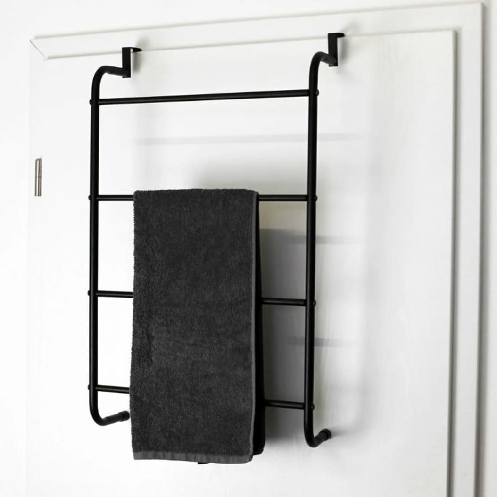 Bathroom Solutions Поставка за хавлии за врата 49,5x75 см метал черна