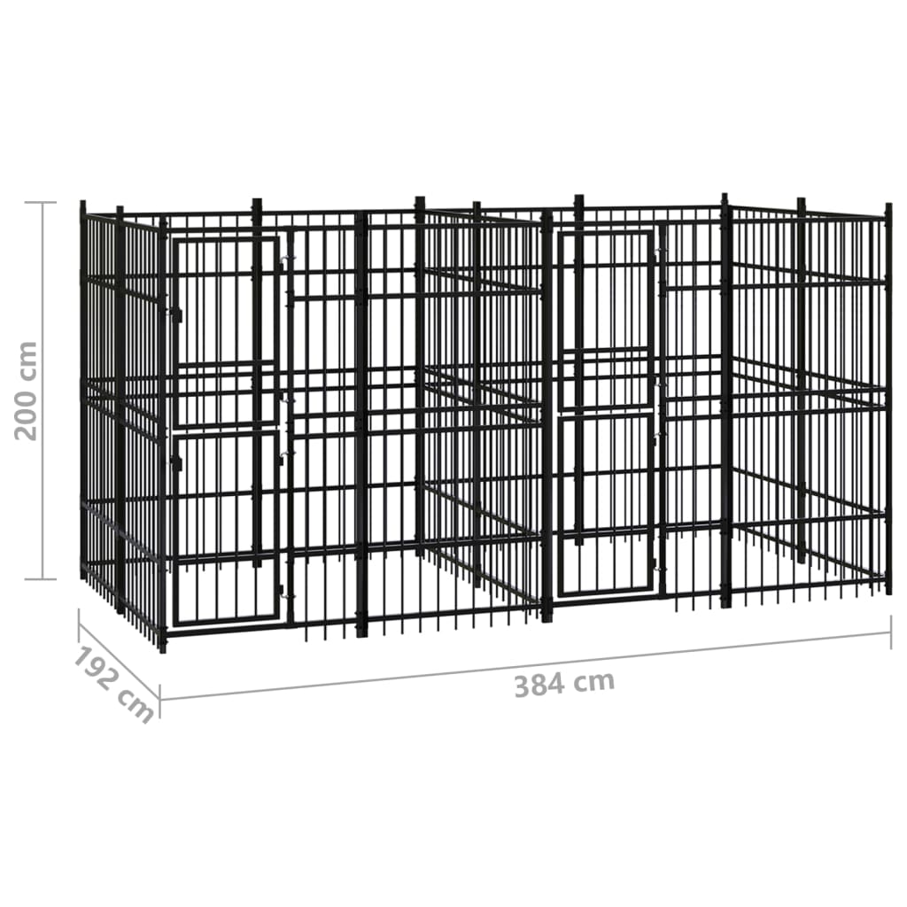 vidaXL Дворна клетка за кучета, стомана, 7,37 м²