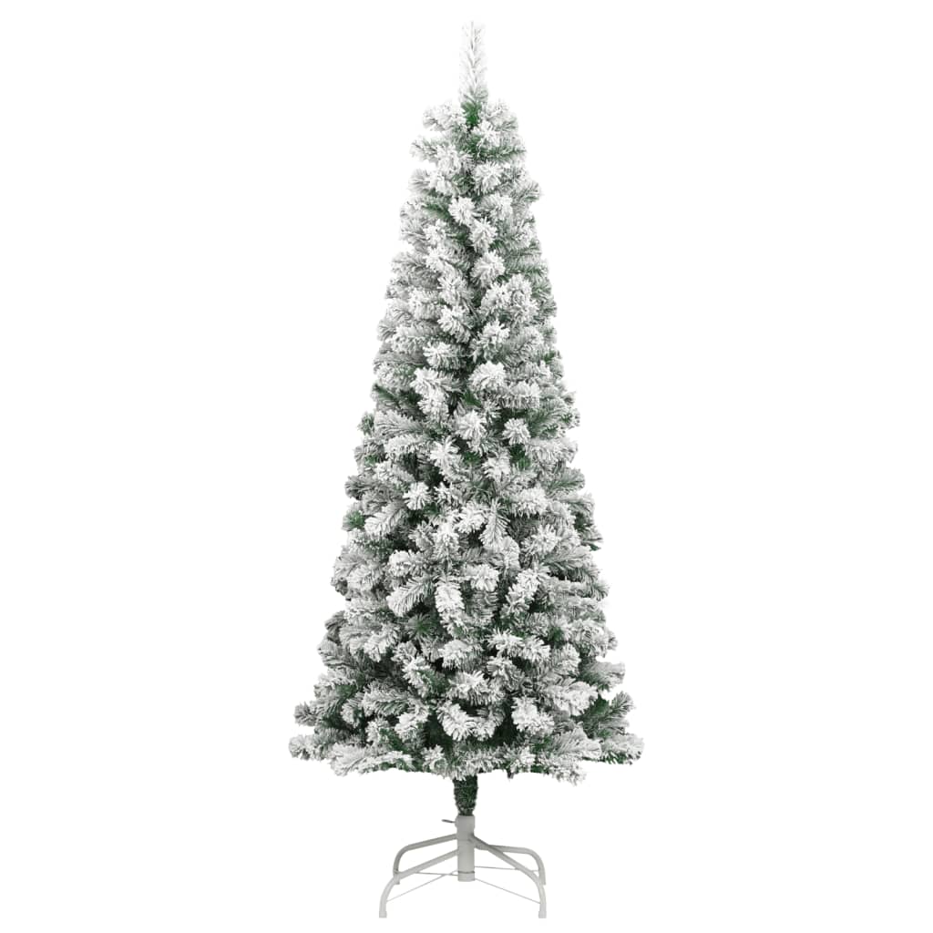 vidaXL Изкуствена коледна елха с шарнири 300 LED натрупан сняг 240 см