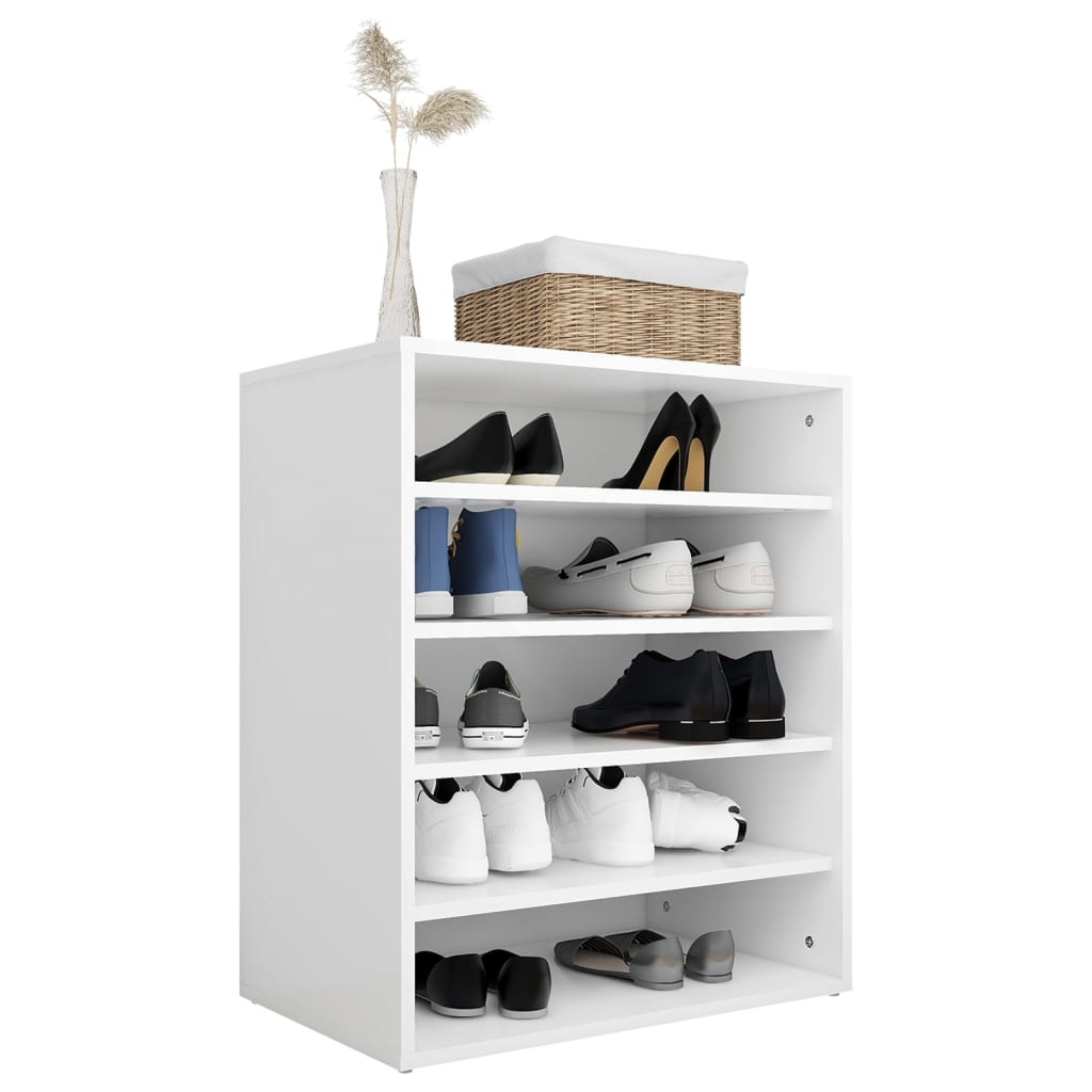 vidaXL Шкаф за обувки, бял, 60x35x70 см, ПДЧ