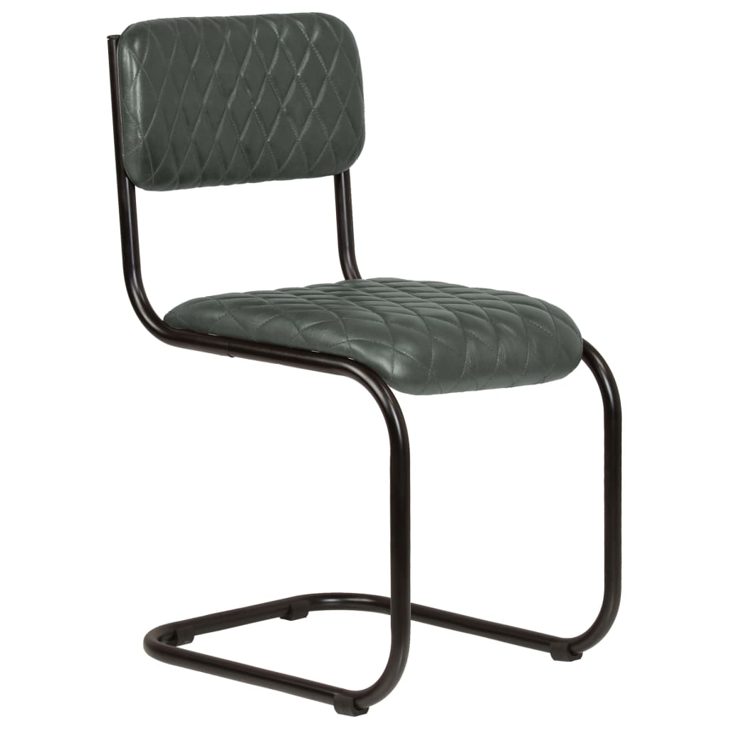 vidaXL Трапезни столове, 2 бр, естествена кожа, сиви