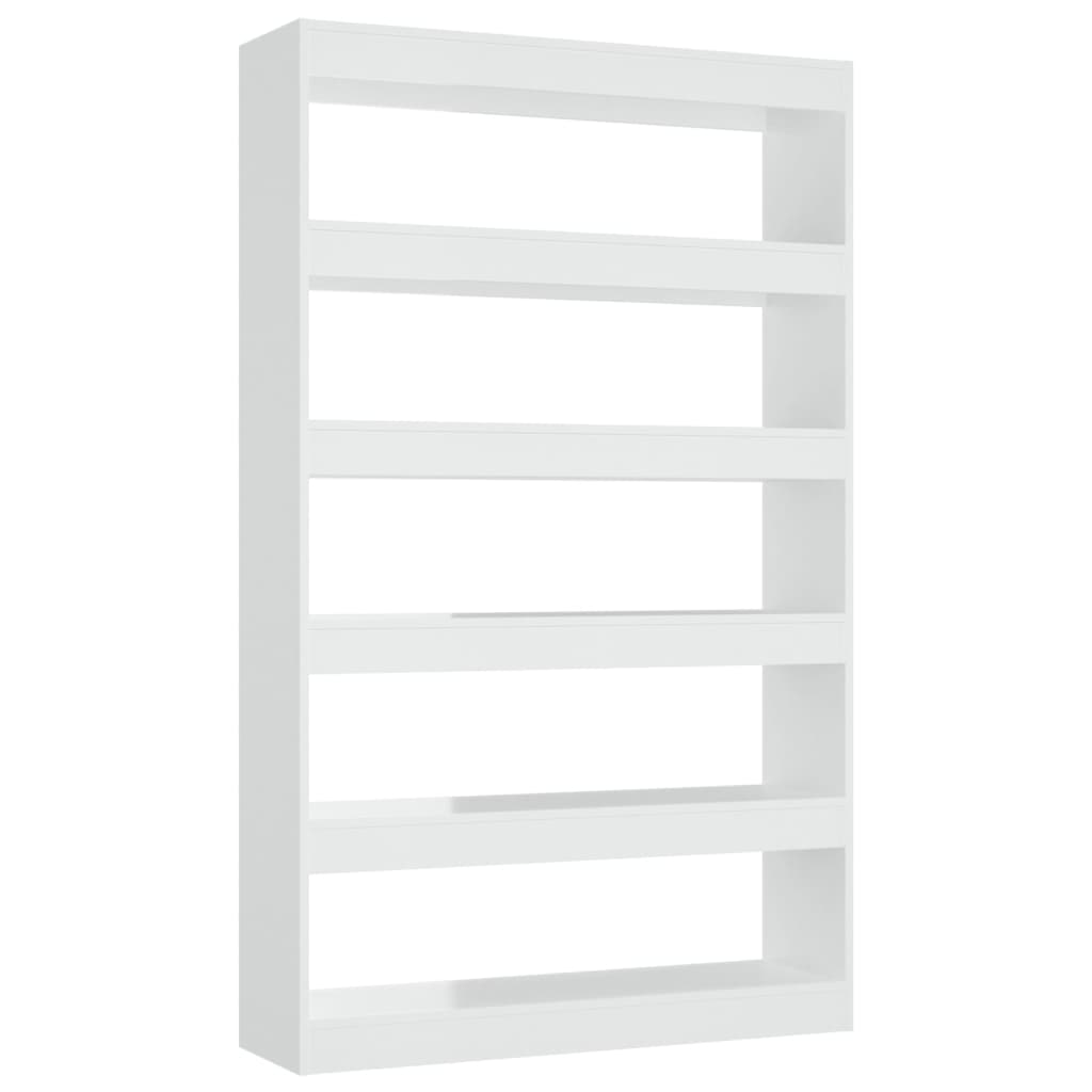 vidaXL Библиотека/разделител за стая, бял гланц, 100x30x166 см