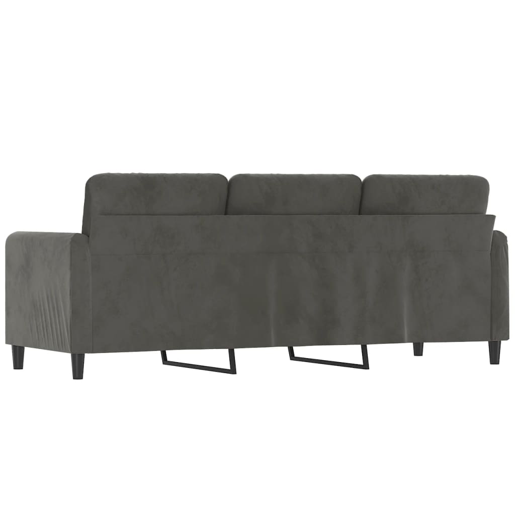 vidaXL 3-местен диван, тъмносив, 180 см, кадифе