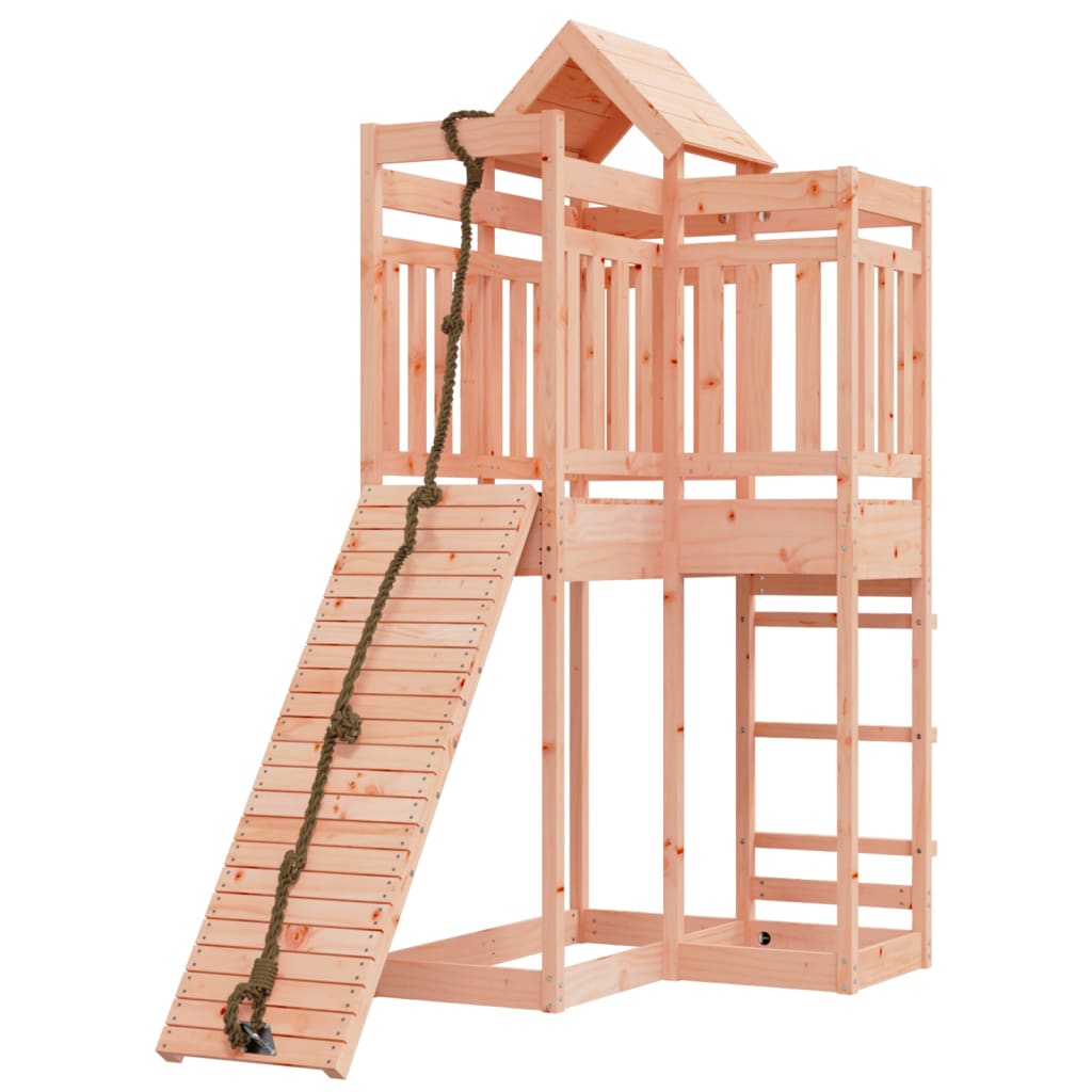vidaXL Къща за игра със стена за катерене, масивна дугласка дървесина