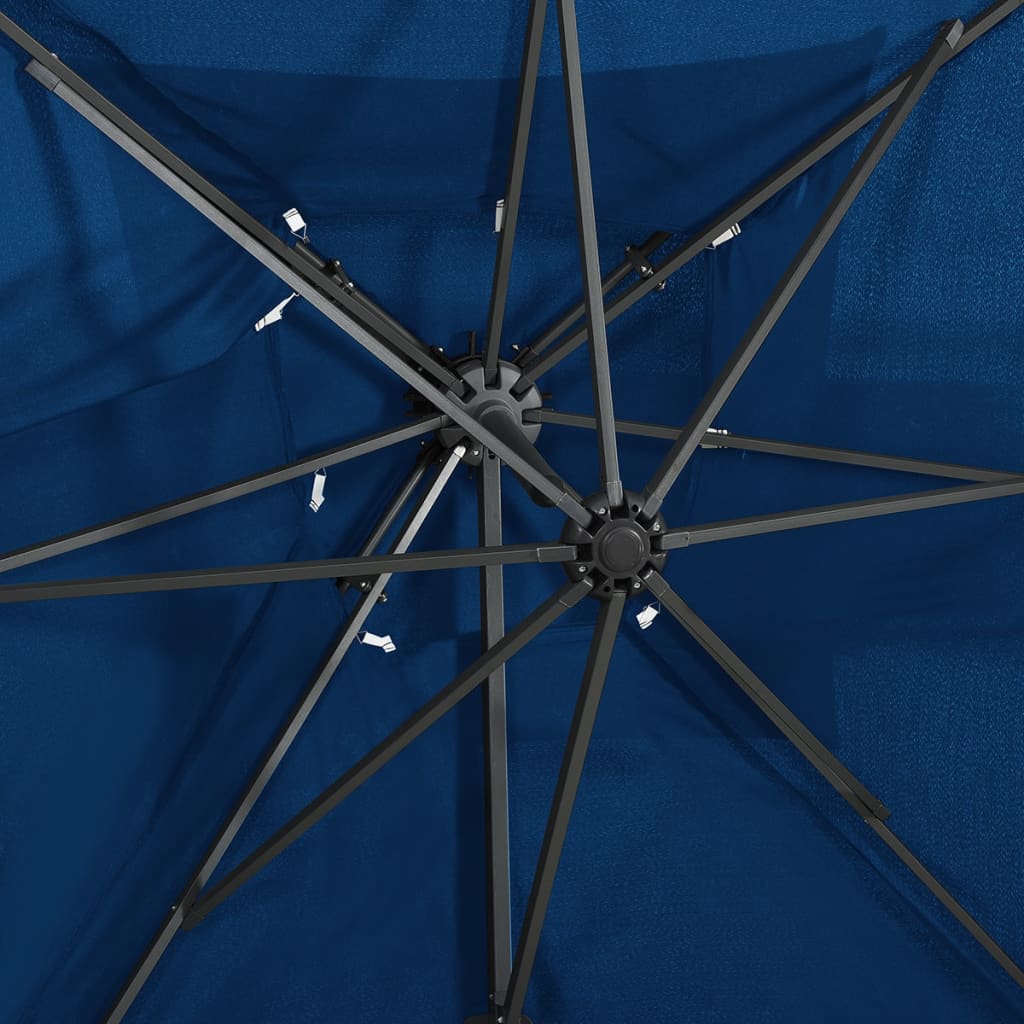 vidaXL Градински чадър чупещо рамо двоен покрив лазурносин 250x250 см