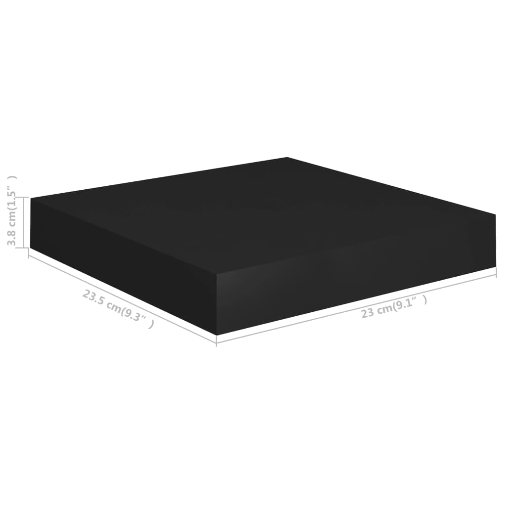 vidaXL Окачен стенен рафт, черен, 23x23,5x3,8 см, МДФ