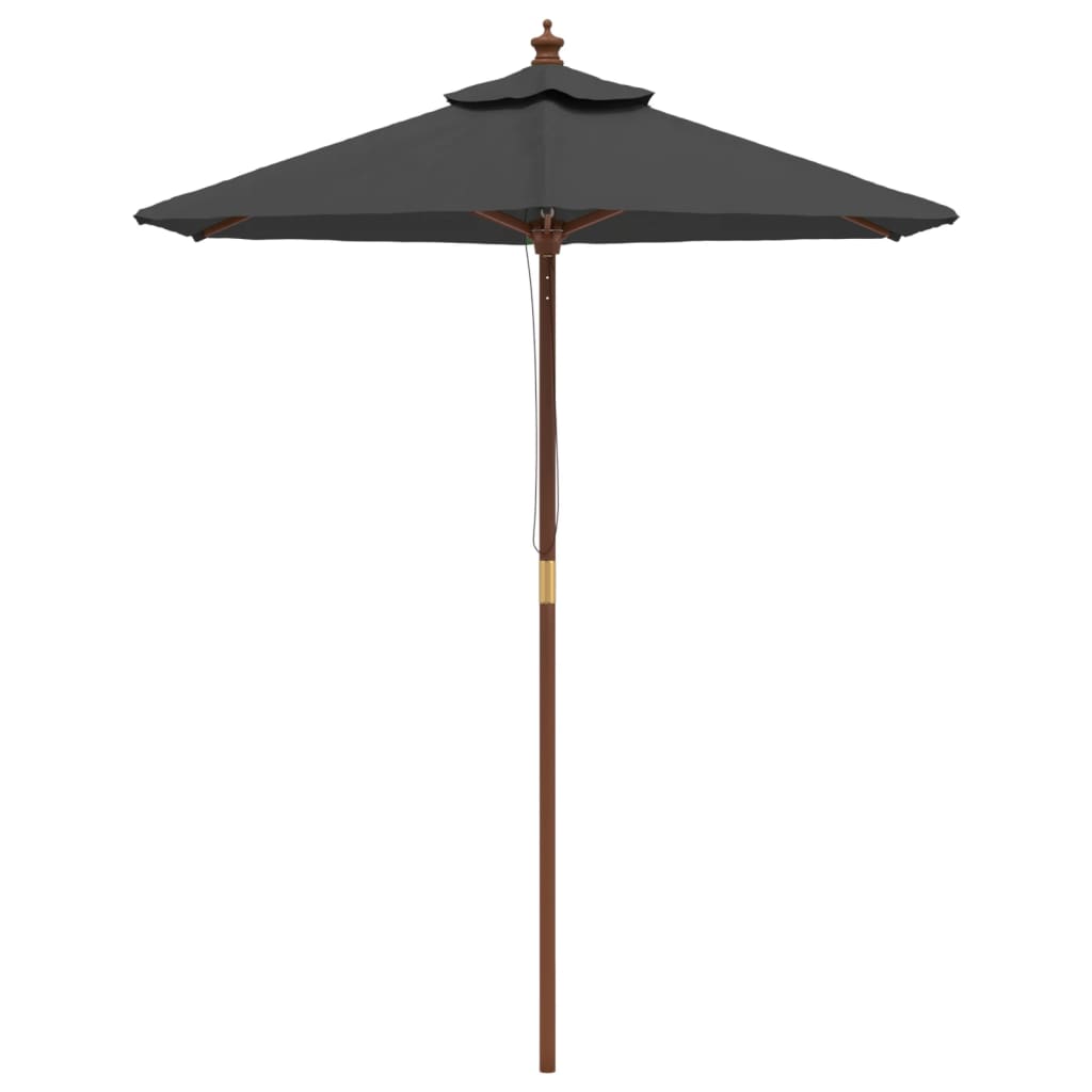 vidaXL Градински чадър с дървен прът, антрацит, 196x231 см