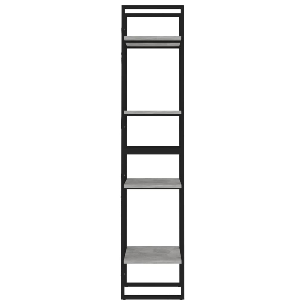 vidaXL 4-етажна библиотека, бетонно сива, 40x30x140 см, ПДЧ