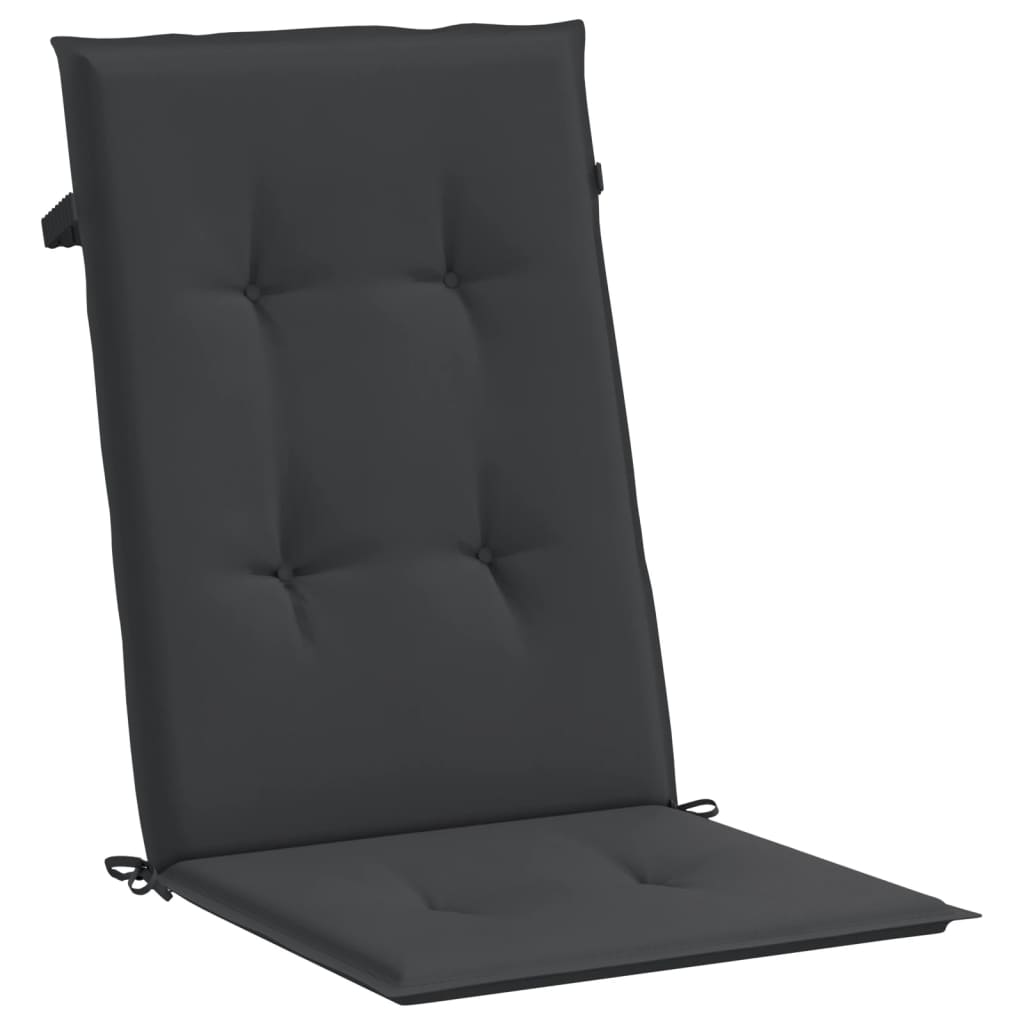 vidaXL Възглавници за столове с облегалки 2 бр черни 120x50x3 см плат