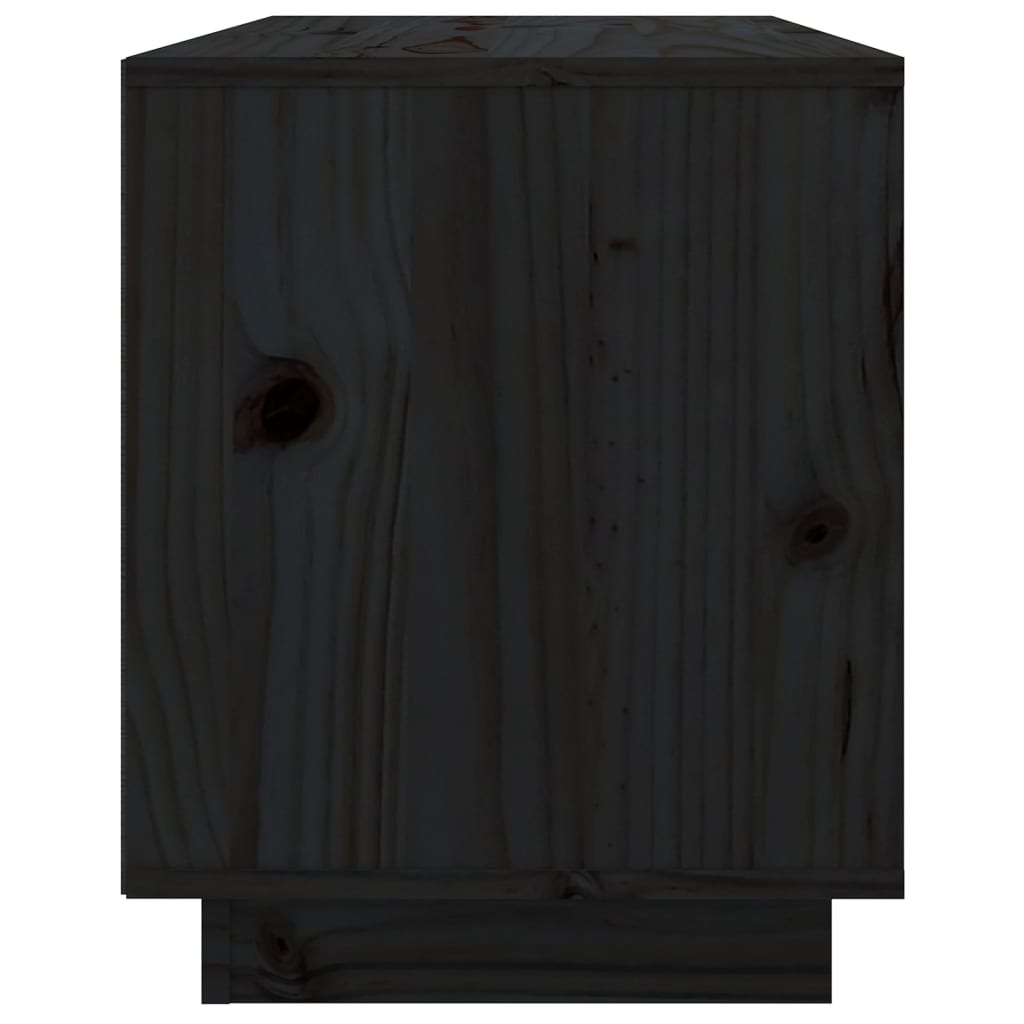 vidaXL ТВ шкаф, черен, 74x35x44 см, бор масив