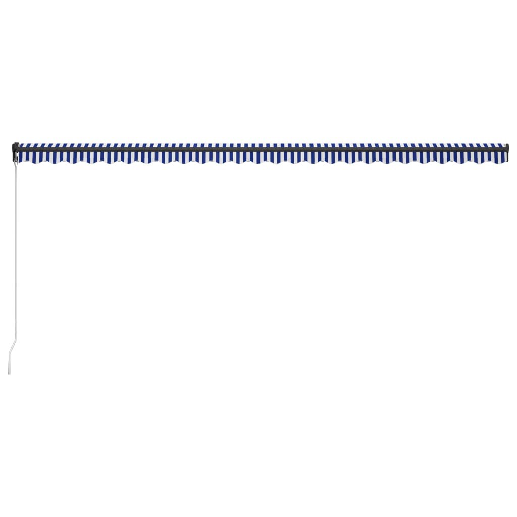 vidaXL Ръчно прибиращ се сенник, 600x300 см, синьо и бяло