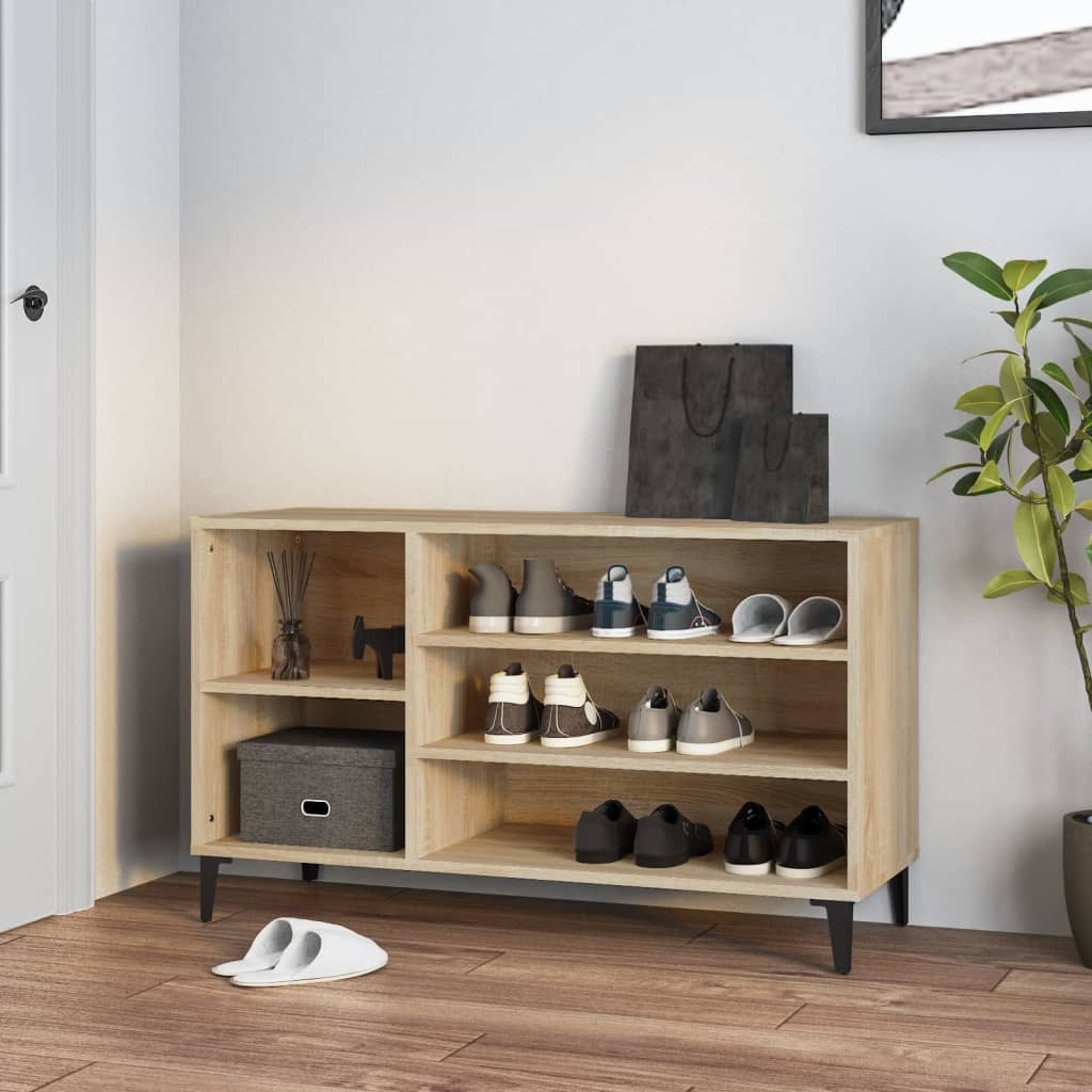 vidaXL Шкаф за обувки, дъб сонома, 102x36x60 см, инженерно дърво