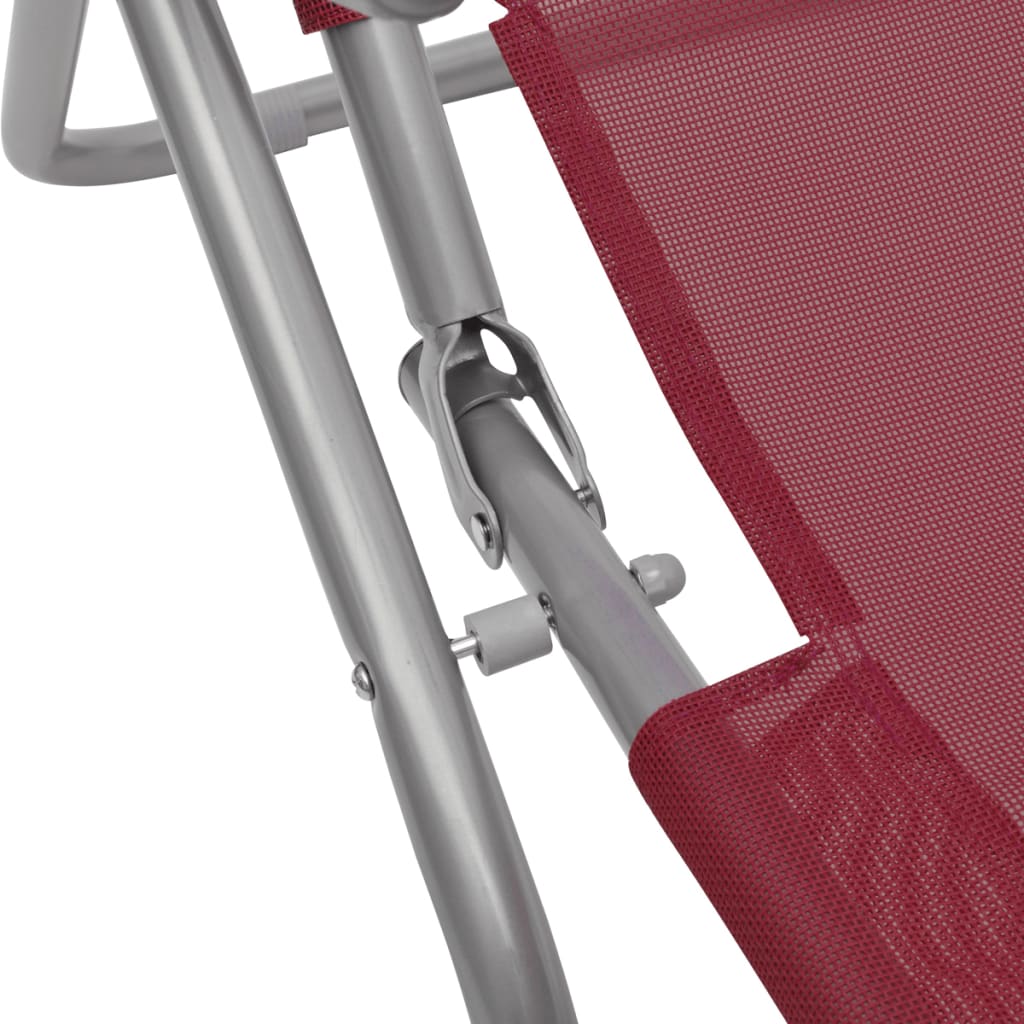 vidaXL Шезлонги, 2 бр, стоманена рамка и Textilene, червени