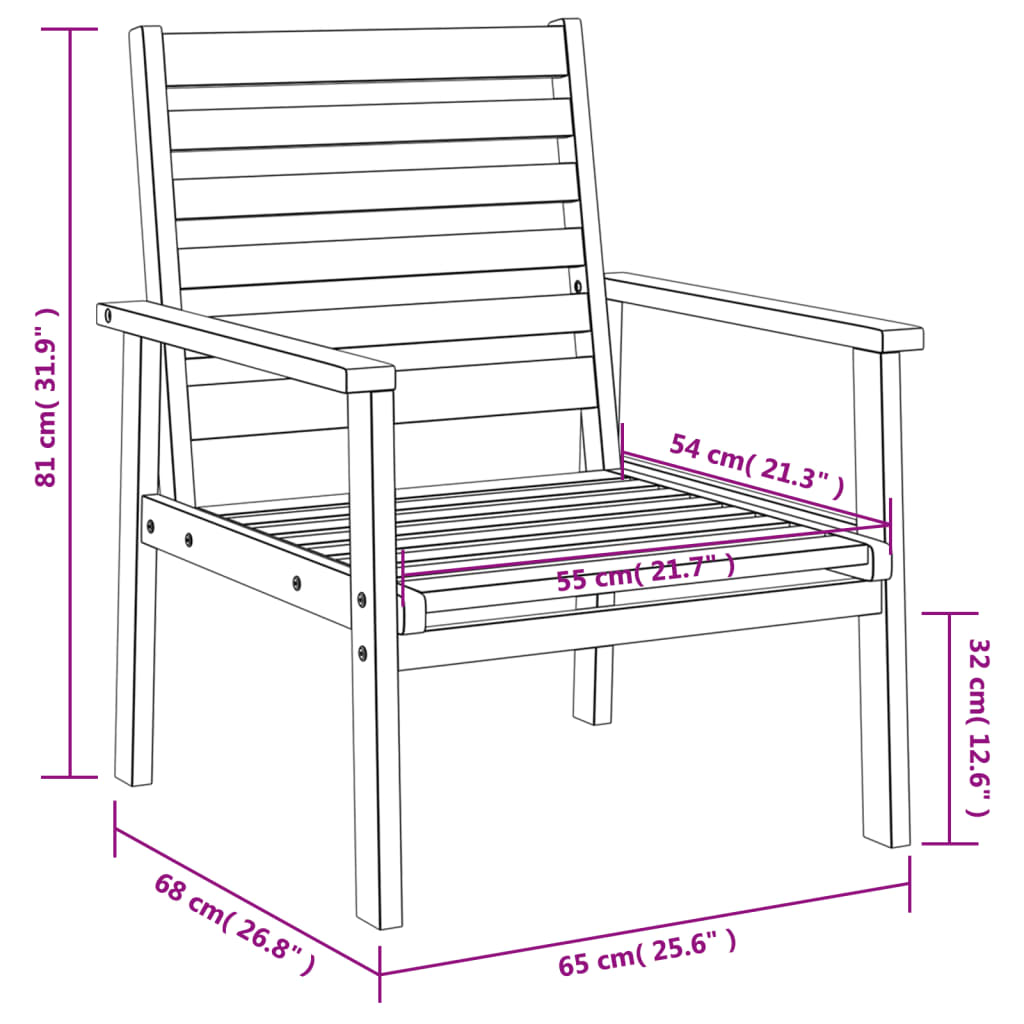 vidaXL Градински кресла 2 бр 66,5x65x81 см масивна акация