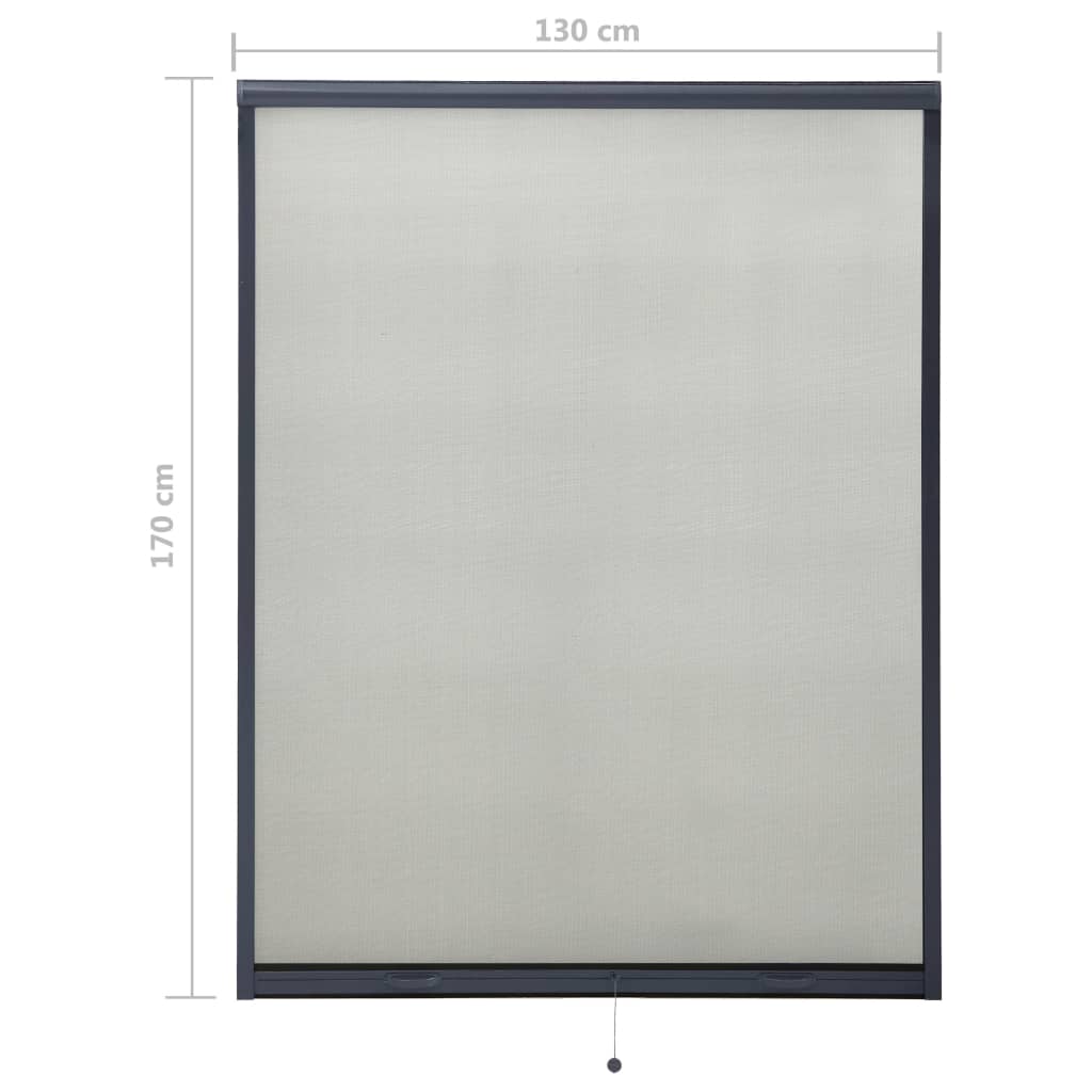 vidaXL Ролетен комарник за прозорци, антрацит, 130x170 см