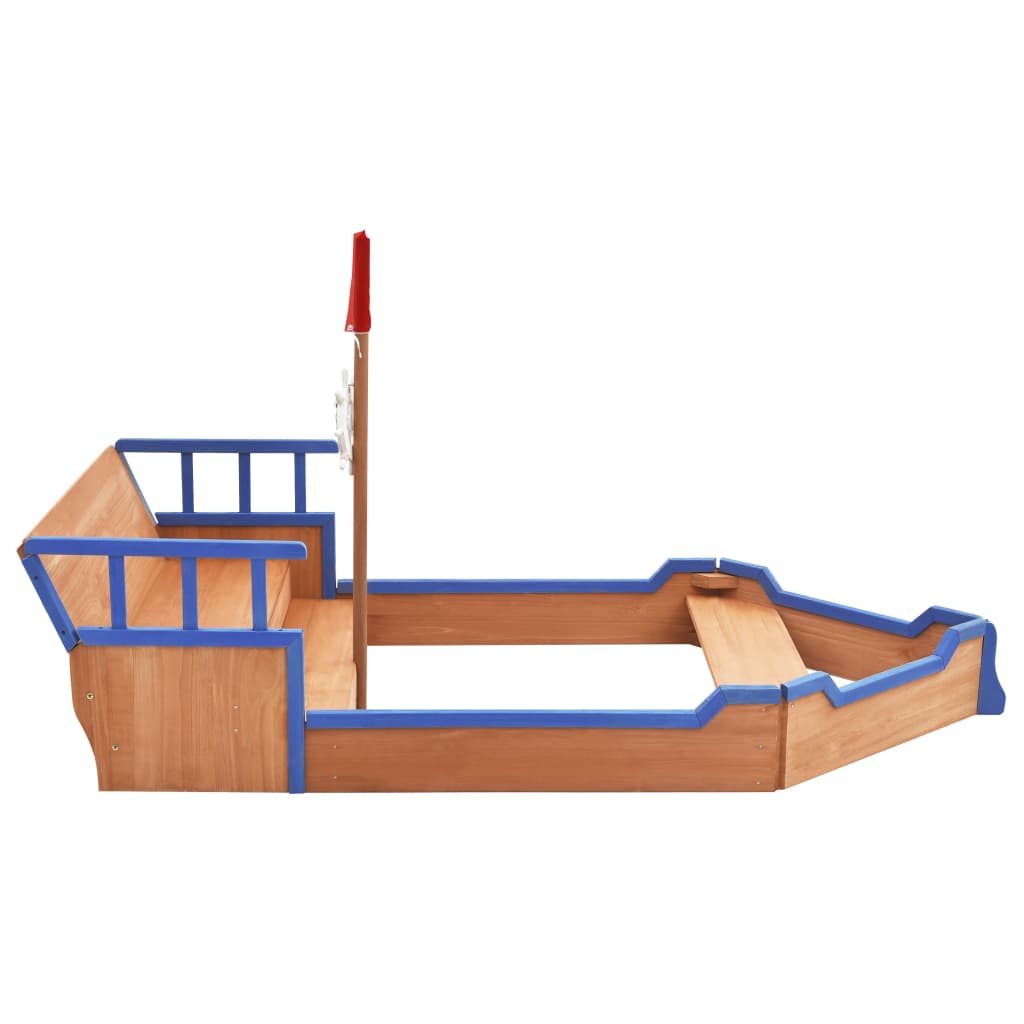 vidaXL Пясъчник пиратски кораб, чам, 190x94,5x101 см