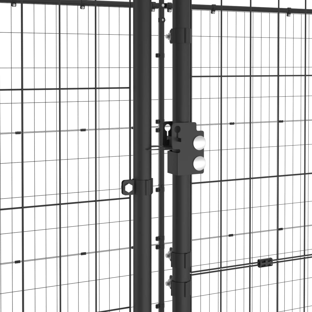 vidaXL Външна клетка за кучета с покрив, стомана, 26,62 м²