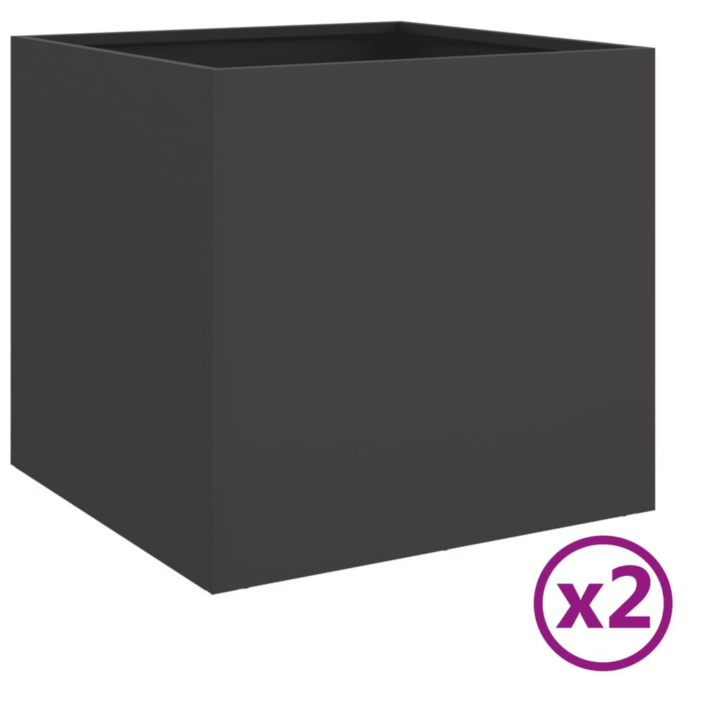 vidaXL Кашпи, 2 бр, черни, 49x47x46 см, студеновалцувана стомана