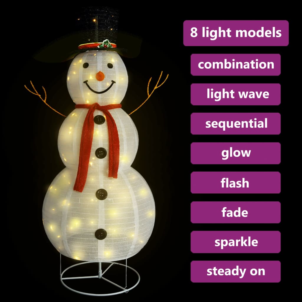 vidaXL Декоративна фигура на снежен човек с LED лукс плат 180 см