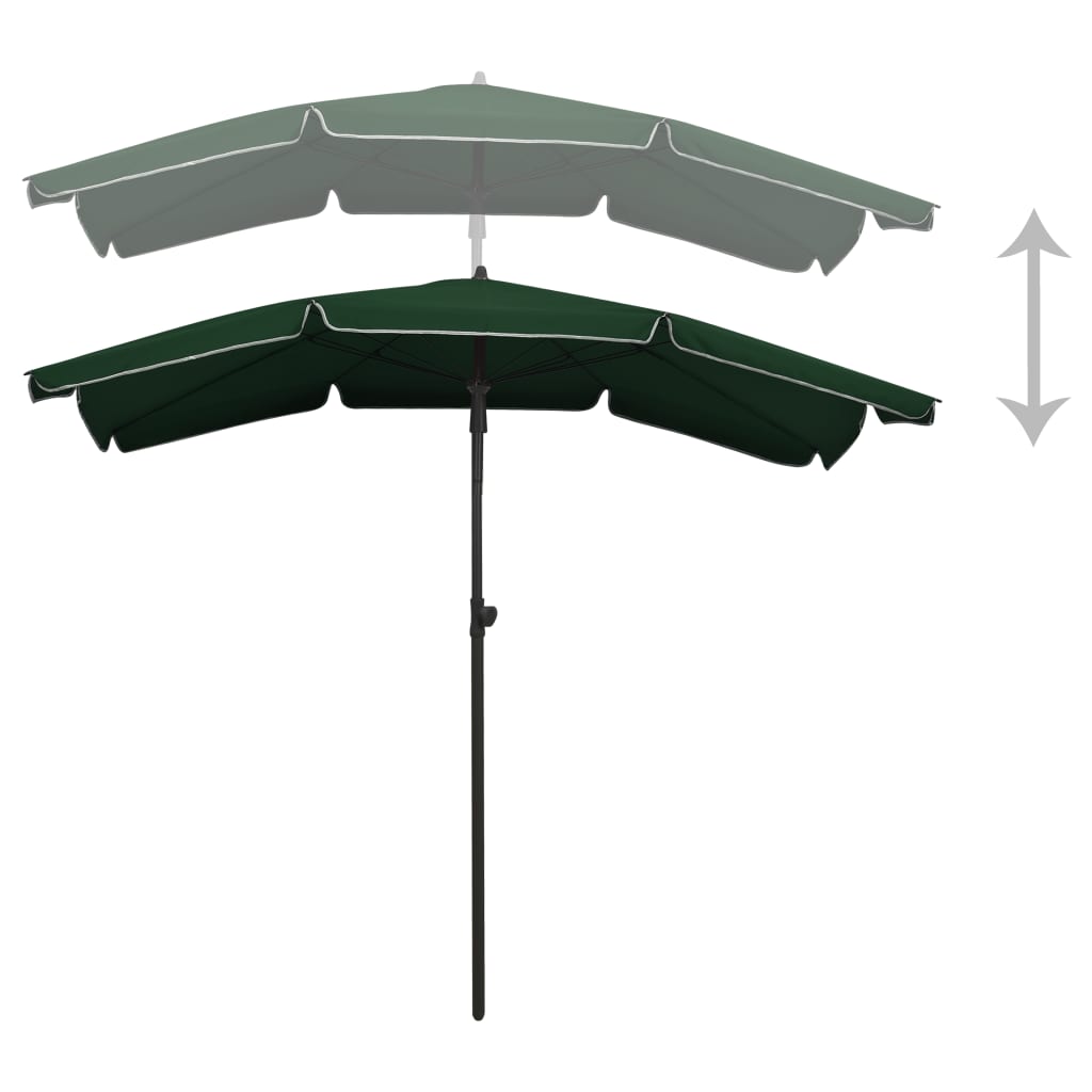 vidaXL Градински чадър с прът, 200x130 см, зелен