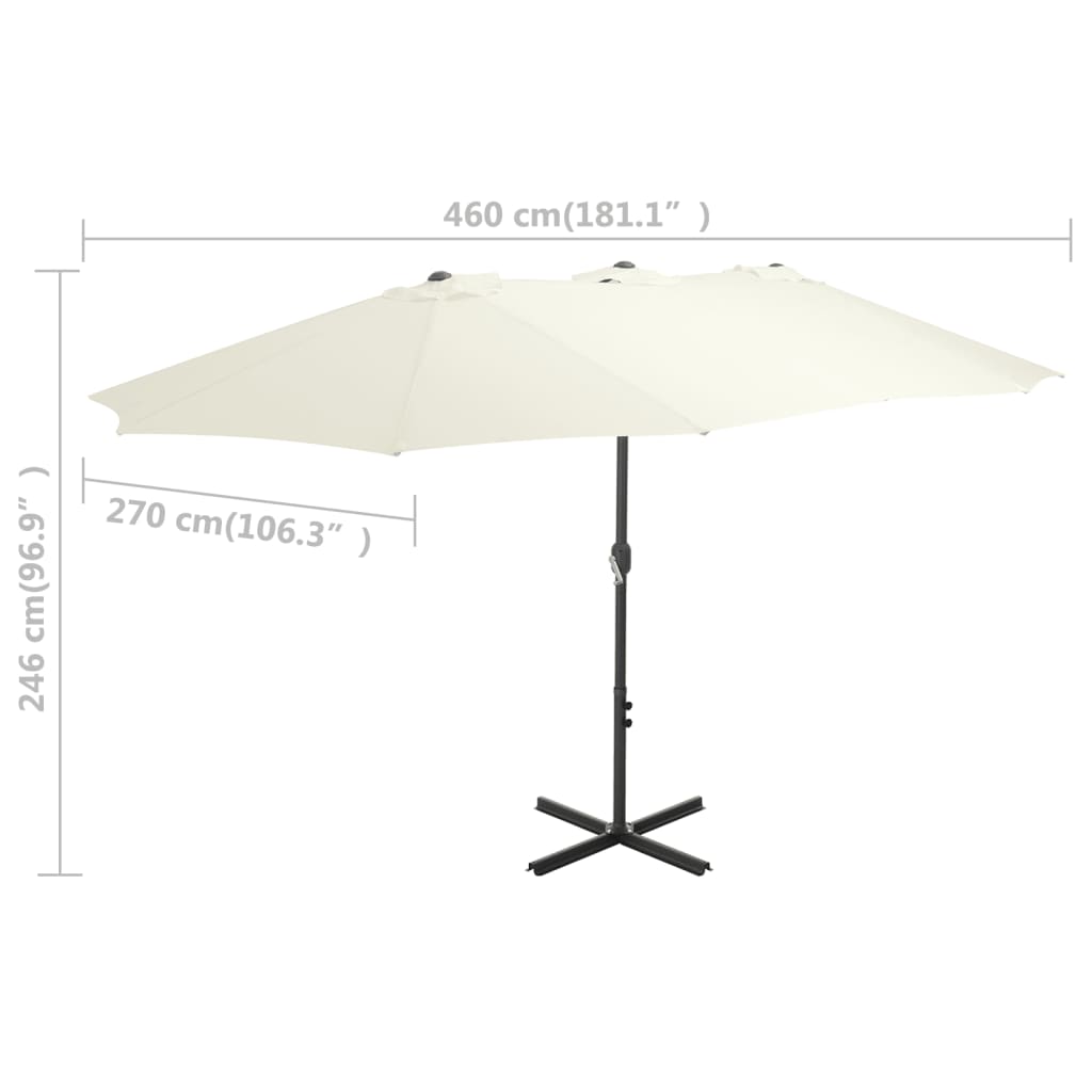 vidaXL Градински чадър с алуминиев прът, 460x270 см, пясъчен